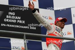 07.09.2008 Francorchamps, Belgium,  1st, Lewis Hamilton (GBR), McLaren Mercedes - Formula 1 World Championship, Rd 13, Belgian Grand Prix, Sunday Podium
