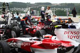 07.09.2008 Francorchamps, Belgium,  David Coulthard (GBR), Red Bull Racing and Jenson Button (GBR), Honda Racing F1 Team - Formula 1 World Championship, Rd 13, Belgian Grand Prix, Sunday Podium