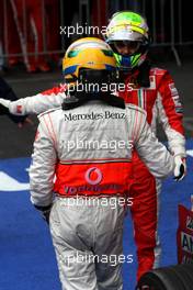 07.09.2008 Francorchamps, Belgium,  1st, Lewis Hamilton (GBR), McLaren Mercedes and 2nd, Felipe Massa (BRA), Scuderia Ferrari - Formula 1 World Championship, Rd 13, Belgian Grand Prix, Sunday Podium
