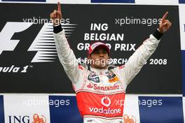 07.09.2008 Francorchamps, Belgium,  Lewis Hamilton (GBR), McLaren Mercedes  - Formula 1 World Championship, Rd 13, Belgian Grand Prix, Sunday Podium