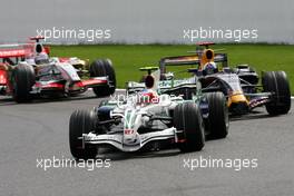 07.09.2008 Francorchamps, Belgium,  Rubens Barrichello (BRA), Honda Racing F1 Team, David Coulthard (GBR), Red Bull Racing  - Formula 1 World Championship, Rd 13, Belgian Grand Prix, Sunday Race