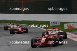 07.09.2008 Francorchamps, Belgium,  Kimi Raikkonen (FIN), Räikkönen, Scuderia Ferrari and Lewis Hamilton (GBR), McLaren Mercedes - Formula 1 World Championship, Rd 13, Belgian Grand Prix, Sunday Race