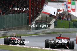 07.09.2008 Francorchamps, Belgium,  Kimi Raikkonen (FIN), Räikkönen, Scuderia Ferrari, Lewis Hamilton (GBR), McLaren Mercedes  - Formula 1 World Championship, Rd 13, Belgian Grand Prix, Sunday Race