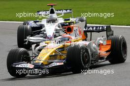 07.09.2008 Francorchamps, Belgium,  Nelson Piquet Jr (BRA), Renault F1 Team, Nick Heidfeld (GER), BMW Sauber F1 Team  - Formula 1 World Championship, Rd 13, Belgian Grand Prix, Sunday Race