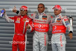 06.09.2008 Francorchamps, Belgium,  Felipe Massa (BRA), Scuderia Ferrari, Lewis Hamilton (GBR), McLaren Mercedes, Heikki Kovalainen (FIN), McLaren Mercedes - Formula 1 World Championship, Rd 13, Belgian Grand Prix, Saturday Qualifying