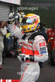 06.09.2008 Francorchamps, Belgium,  Lewis Hamilton (GBR), McLaren Mercedes gets pole position - Formula 1 World Championship, Rd 13, Belgian Grand Prix, Saturday Qualifying