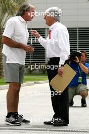 04.04.2008 Sakhir, Bahrain,  Jacques Laffite (FRA) and Bernie Ecclestone (GBR) - Formula 1 World Championship, Rd 3, Bahrain Grand Prix, Friday Practice