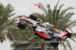 04.04.2008 Sakhir, Bahrain,  A McLaren Mercedes F1 Show car suspeneded in mid-air - Formula 1 World Championship, Rd 3, Bahrain Grand Prix, Friday