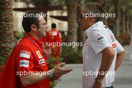 04.04.2008 Sakhir, Bahrain,  Stefano Domenicali (ITA), Scuderia Ferrari, Sporting Director and Martin Whitmarsh (GBR), McLaren, Chief Executive Officer - Formula 1 World Championship, Rd 3, Bahrain Grand Prix, Friday
