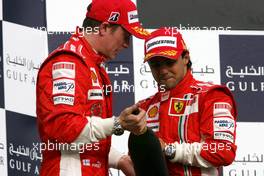 06.04.2008 Sakhir, Bahrain,  Kimi Raikkonen (FIN), Räikkönen, Scuderia Ferrari, Felipe Massa (BRA), Scuderia Ferrari - Formula 1 World Championship, Rd 3, Bahrain Grand Prix, Sunday Podium