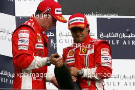 06.04.2008 Sakhir, Bahrain,  Felipe Massa (BRA), Scuderia Ferrari, Kimi Raikkonen (FIN), Räikkönen, Scuderia Ferrari - Formula 1 World Championship, Rd 3, Bahrain Grand Prix, Sunday Podium