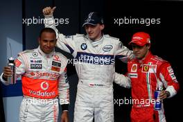 05.04.2008 Sakhir, Bahrain,  1st, Robert Kubica (POL),  BMW Sauber F1 Team, 2nd, Felipe Massa (BRA), Scuderia Ferrari, 3rd, Lewis Hamilton (GBR), McLaren Mercedes - Formula 1 World Championship, Rd 3, Bahrain Grand Prix, Saturday Qualifying