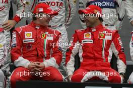 02.11.2008 Sao Paulo, Brazil,  Kimi Raikkonen (FIN), Räikkönen, Scuderia Ferrari and Felipe Massa (BRA), Scuderia Ferrari - Formula 1 World Championship, Rd 18, Brazilian Grand Prix, Sunday