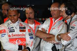 06.06.2008 Montreal, Canada,  Lewis Hamilton (GBR), McLaren Mercedes with Ron Dennis (GBR), McLaren, Team Principal, Chairman - Formula 1 World Championship, Rd 7, Canadian Grand Prix, Friday Practice