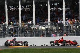 08.06.2008 Montreal, Canada,  The crash damaged cars of Kimi Raikkonen (FIN), Räikkönen, Scuderia Ferrari and Lewis Hamilton (GBR), McLaren Mercedes - Formula 1 World Championship, Rd 7, Canadian Grand Prix, Sunday Race