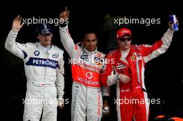 07.06.2008 Montreal, Canada,  l-r, 2nd, Robert Kubica (POL),  BMW Sauber F1 Team, 1stm Lewis Hamilton (GBR), McLaren Mercedes, 3rd, Kimi Raikkonen (FIN), Räikkönen, Scuderia Ferrari  - Formula 1 World Championship, Rd 7, Canadian Grand Prix, Saturday Qualifying