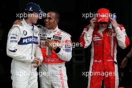 07.06.2008 Montreal, Canada,  l-r, 2nd, Robert Kubica (POL),  BMW Sauber F1 Team, 1stm Lewis Hamilton (GBR), McLaren Mercedes, 3rd, Kimi Raikkonen (FIN), Räikkönen, Scuderia Ferrari  - Formula 1 World Championship, Rd 7, Canadian Grand Prix, Saturday Qualifying