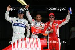 07.06.2008 Montreal, Canada,  Pole postion to Lewis Hamilton (GBR), McLaren Mercedes with2nd position Robert Kubica (POL),  BMW Sauber F1 Team and 3rd place Kimi Raikkonen (FIN), Räikkönen, Scuderia Ferrari - Formula 1 World Championship, Rd 7, Canadian Grand Prix, Saturday Qualifying