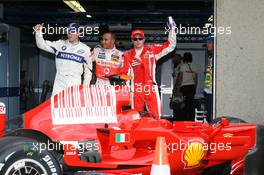 07.06.2008 Montreal, Canada,  Pole postion to Lewis Hamilton (GBR), McLaren Mercedes with2nd position Robert Kubica (POL),  BMW Sauber F1 Team and 3rd place Kimi Raikkonen (FIN), Räikkönen, Scuderia Ferrari - Formula 1 World Championship, Rd 7, Canadian Grand Prix, Saturday Qualifying