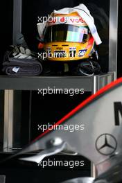 14.05.2007 Paul Ricard, France,  Helmet of Lewis Hamilton (GBR), McLaren Mercedes  - Formula 1 Testing