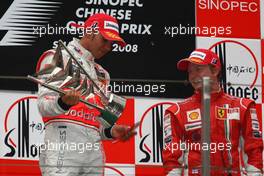 19.10.2008 Shanghai, China,  1st place Lewis Hamilton (GBR), McLaren Mercedes with the trophy which fell apart - Formula 1 World Championship, Rd 17, Chinese Grand Prix, Sunday Podium