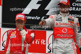 19.10.2008 Shanghai, China,  2nd place Felipe Massa (BRA), Scuderia Ferrari and 1st place Lewis Hamilton (GBR), McLaren Mercedes - Formula 1 World Championship, Rd 17, Chinese Grand Prix, Sunday Podium