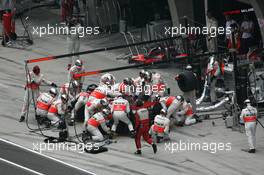 19.10.2008 Shanghai, China,  Lewis Hamilton (GBR), McLaren Mercedes, MP4-23, pitstop - Formula 1 World Championship, Rd 17, Chinese Grand Prix, Sunday Race