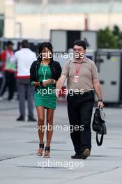 18.10.2008 Shanghai, China,  Raquel Rosario (ESP) Wife of Fernando Alonso and and Luis Garcia Abad (ESP), Manager of Fernando Alonso - Formula 1 World Championship, Rd 17, Chinese Grand Prix, Saturday