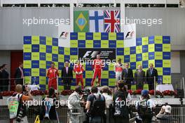 27.04.2008 Barcelona, Spain,  Kimi Raikkonen (FIN), Räikkönen, Scuderia Ferrari, Felipe Massa (BRA), Scuderia Ferrari, Lewis Hamilton (GBR), McLaren Mercedes - Formula 1 World Championship, Rd 4, Spanish Grand Prix, Sunday Podium