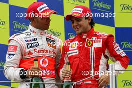 Lewis Hamilton (GBR), McLaren Mercedes, Felipe Massa (BRA), Scuderia Ferrari - Formula 1 World Championship, Rd 4, Spanish Grand Prix, Sunday Podium