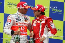 27.04.2008 Barcelona, Spain,  Lewis Hamilton (GBR), McLaren Mercedes, Felipe Massa (BRA), Scuderia Ferrari - Formula 1 World Championship, Rd 4, Spanish Grand Prix, Sunday Podium