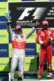 24.08.2008 Valencia, Spain,  Lewis Hamilton (GBR), McLaren Mercedes, Felipe Massa (BRA), Scuderia Ferrari, Robert Kubica (POL), BMW Sauber F1 Team   - Formula 1 World Championship, Rd 12, European Grand Prix, Sunday Podium