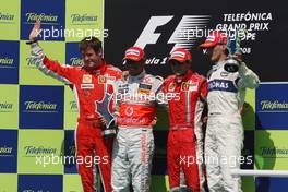 24.08.2008 Valencia, Spain,  2nd place Lewis Hamilton (GBR), McLaren Mercedes with 1st place Felipe Massa (BRA), Scuderia Ferrari and 3rd place Robert Kubica (POL), BMW Sauber F1 Team - Formula 1 World Championship, Rd 12, European Grand Prix, Sunday Podium