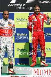 24.08.2008 Valencia, Spain,  Lewis Hamilton (GBR), McLaren Mercedes, Felipe Massa (BRA), Scuderia Ferrari  - Formula 1 World Championship, Rd 12, European Grand Prix, Sunday Podium