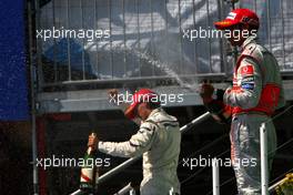 24.08.2008 Valencia, Spain,  Lewis Hamilton (GBR), McLaren Mercedes and Robert Kubica (POL),  BMW Sauber F1 Team - Formula 1 World Championship, Rd 12, European Grand Prix, Sunday Podium