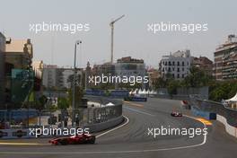 24.08.2008 Valencia, Spain,  Felipe Massa (BRA), Scuderia Ferrari, F2008 leads Lewis Hamilton (GBR), McLaren Mercedes, MP4-23 - Formula 1 World Championship, Rd 12, European Grand Prix, Sunday Race