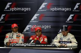 23.08.2008 Valencia, Spain,  Lewis Hamilton (GBR), McLaren Mercedes, Felipe Massa (BRA), Scuderia Ferrari and Robert Kubica (POL),  BMW Sauber F1 Team - Formula 1 World Championship, Rd 12, European Grand Prix, Saturday Press Conference