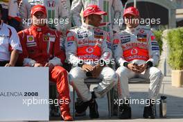 21.08.2008 Valencia, Spain,  Kimi Raikkonen (FIN), Räikkönen, Scuderia Ferrari, Lewis Hamilton (GBR), McLaren Mercedes and Heikki Kovalainen (FIN), McLaren Mercedes - Formula 1 World Championship, Rd 12, European Grand Prix, Thursday