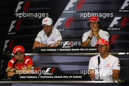 21.08.2008 Valencia, Spain,  top left to bottom right, Rubens Barrichello (BRA), Honda Racing F1 Team, Jarno Trulli (ITA), Toyota Racing, Felipe Massa (BRA), Scuderia Ferrari and Lewis Hamilton (GBR), McLaren Mercedes - Formula 1 World Championship, Rd 12, European Grand Prix, Thursday Press Conference