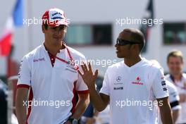 Adrian Sutil (GER), Force India F1 Team, Lewis Hamilton (GBR), McLaren Mercedes  - Formula 1 World Championship, Rd 8, French Grand Prix, Friday