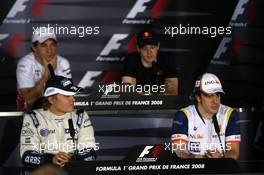20.06.2008 Magny Cours, France,  Timo Glock (GER), Toyota F1 Team, Nico Rosberg (GER), WilliamsF1 Team, Sebastian Bourdais (FRA), Scuderia Toro Rosso, Fernando Alonso (ESP), Renault F1 Team - Formula 1 World Championship, Rd 8, French Grand Prix, Friday Press Conference