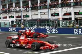 22.06.2008 Magny Cours, France,  Kimi Raikkonen (FIN), Räikkönen, Scuderia Ferrari, Felipe Massa (BRA), Scuderia Ferrari  - Formula 1 World Championship, Rd 8, French Grand Prix, Sunday Pre-Race Grid