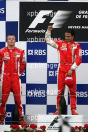 22.06.2008 Magny Cours, France,  Kimi Raikkonen (FIN), Räikkönen, Scuderia Ferrari, Felipe Massa (BRA), Scuderia Ferrari - Formula 1 World Championship, Rd 8, French Grand Prix, Sunday Podium
