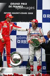 22.06.2008 Magny Cours, France,  Felipe Massa (BRA), Scuderia Ferrari, Jarno Trulli (ITA), Toyota F1 Team  - Formula 1 World Championship, Rd 8, French Grand Prix, Sunday Podium