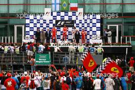 22.06.2008 Magny Cours, France,  Kimi Raikkonen (FIN), Räikkönen, Scuderia Ferrari, Felipe Massa (BRA), Scuderia Ferrari, Jarno Trulli (ITA), Toyota F1 Team  - Formula 1 World Championship, Rd 8, French Grand Prix, Sunday Podium