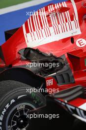 22.06.2008 Magny Cours, France,  Bodywork and exhaust damage on the car of Kimi Raikkonen (FIN), Räikkönen, Scuderia Ferrari - Formula 1 World Championship, Rd 8, French Grand Prix, Sunday Race