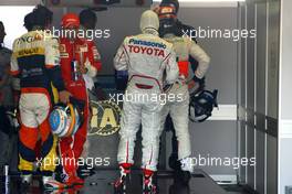 21.06.2008 Magny Cours, France,  Felipe Massa (BRA), Scuderia Ferrari, Jarno Trulli (ITA), Toyota F1 Team, Fernando Alonso (ESP), Renault F1 Team  - Formula 1 World Championship, Rd 8, French Grand Prix, Saturday