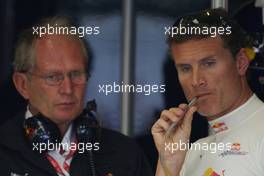04.07.2008 Silverstone, England,  l-r, Helmut Marko (AUT), Red Bull Racing, Red Bull Advisor and David Coulthard (GBR), Red Bull Racing - Formula 1 World Championship, Rd 9, British Grand Prix, Friday Practice