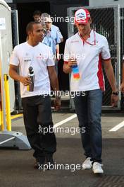 04.07.2008 Silverstone, England,  Lewis Hamilton (GBR), McLaren Mercedes and Adrian Sutil (GER), Force India F1 Team - Formula 1 World Championship, Rd 9, British Grand Prix, Friday