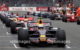 06.07.2008 Silverstone, England,  Mark Webber (AUS), Red Bull Racing, RB4 - Formula 1 World Championship, Rd 9, British Grand Prix, Sunday Pre-Race Grid